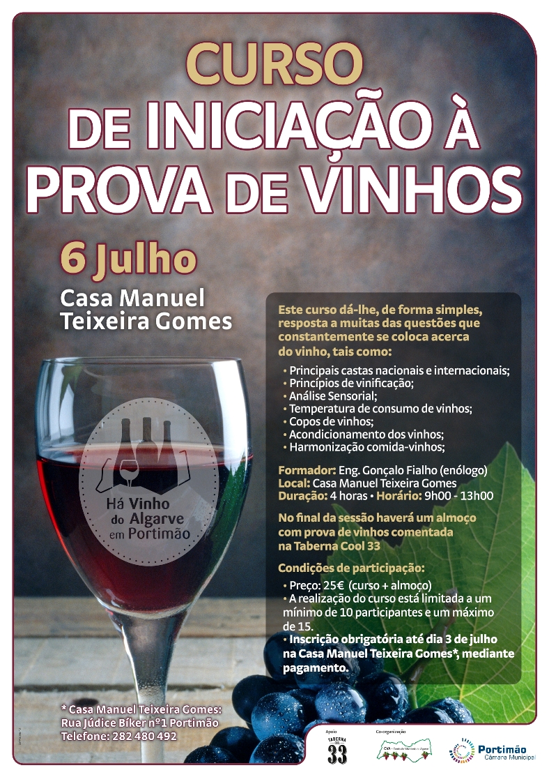 Cartaz Curso de Iniciação à Prova de Vinhos