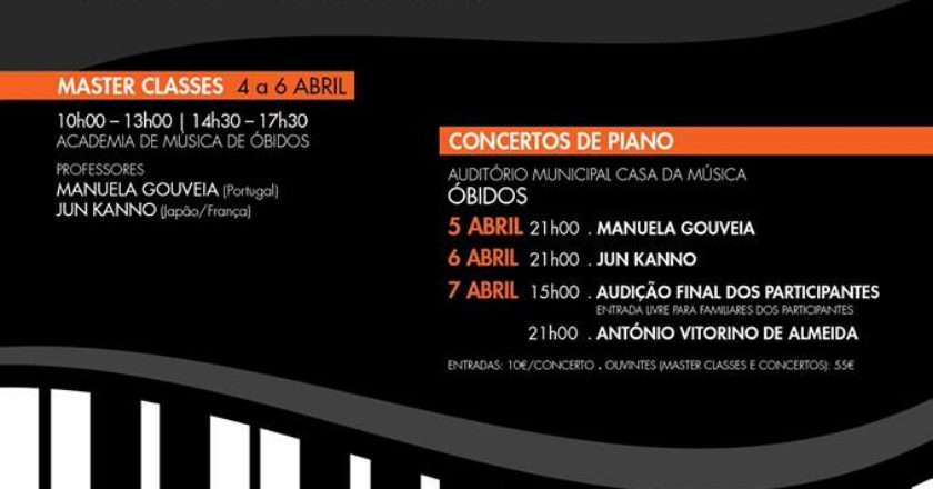 Realiza-se de 4 a 7 de Abril, em Óbidos, a Semana Internacional de Piano de Óbidos “Júnior” (SIPO – Júnior).